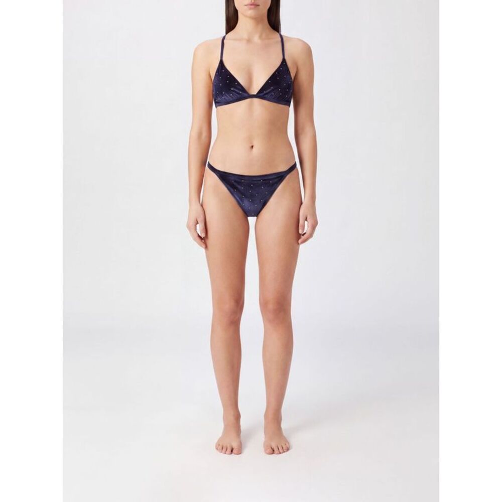 Balmain Women Balmain Crystal-Embellished Velvet Triangle Bikini